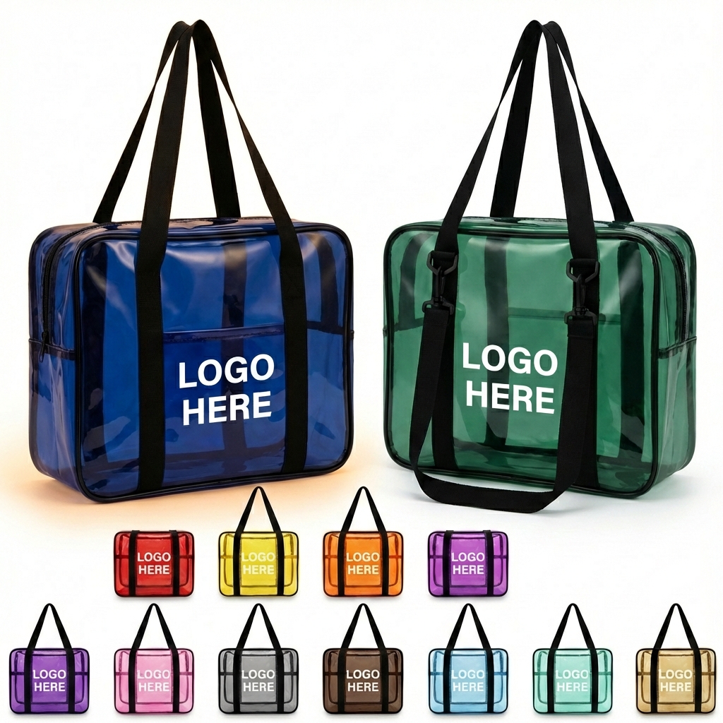 Colored Clear Stadium Tote with Black Trim