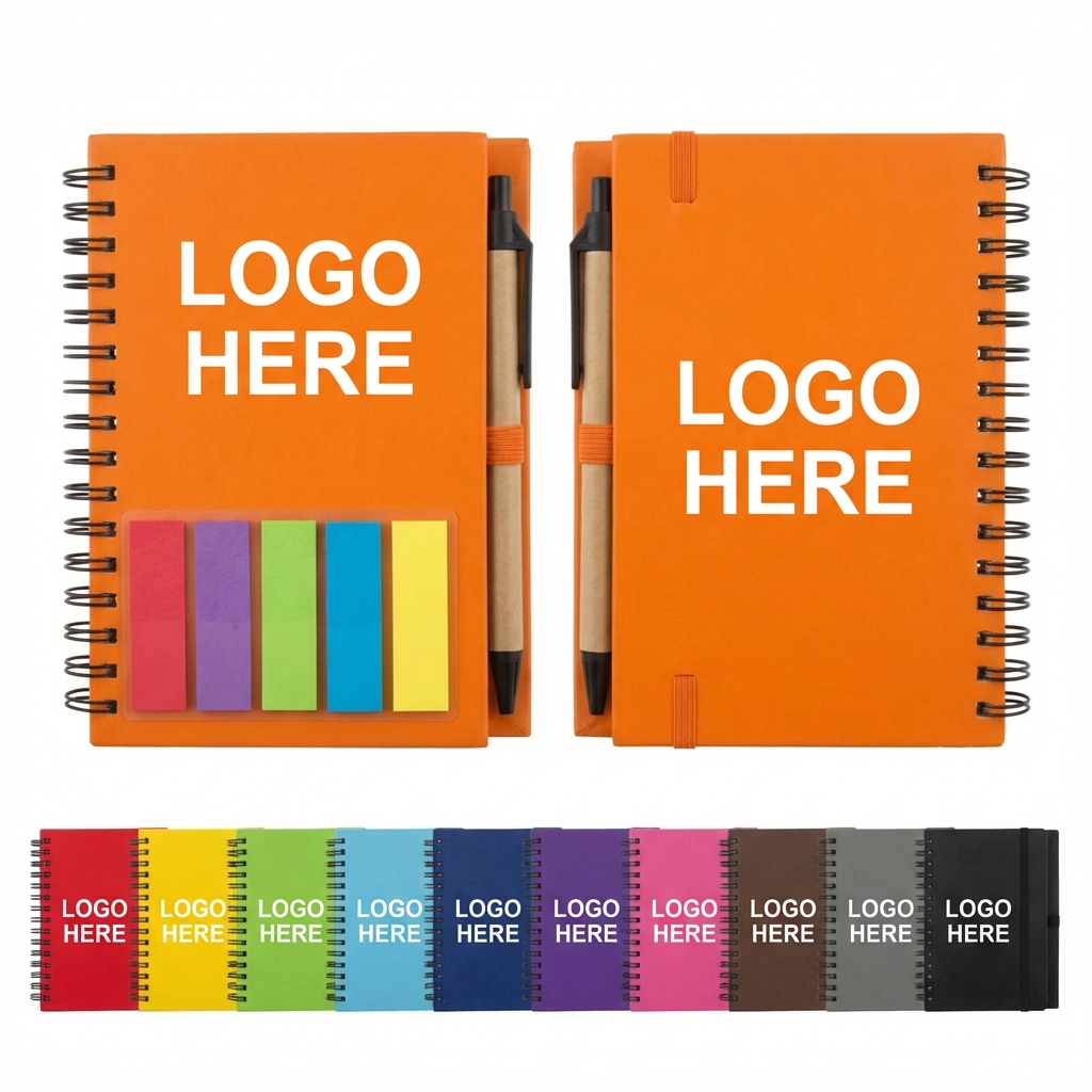 Spiral-Bound Notebook with Detachable Sticky Notes Set