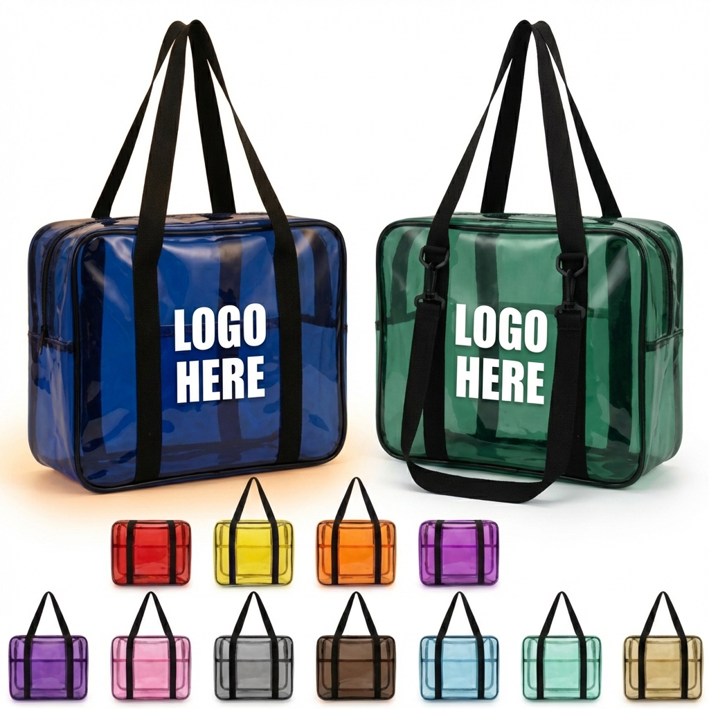 Colored Clear Stadium Tote with Black Trim